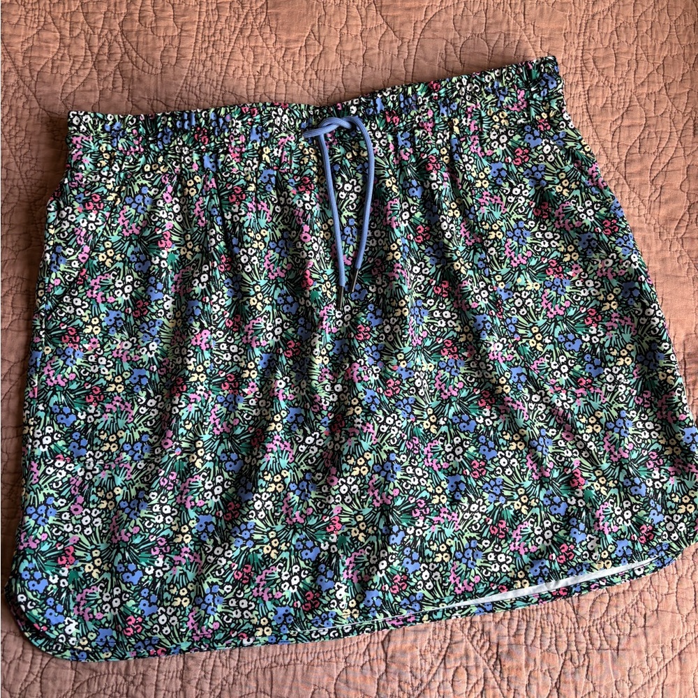 Floral Print Skort with Drawstring